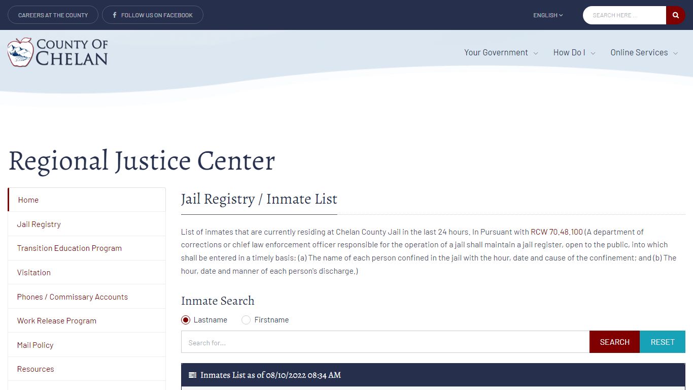 Chelan County Regional Justice Center - Jail Registry ...